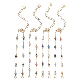 Изготовление браслета ручной работы из граненых круглых бусин из драгоценных камней диаметром 3 мм и цепочек из нержавеющей стали с круглыми звеньями., с 316 из нержавеющей стали Lobster Claw застежками, золотые