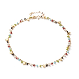 Colliers pendants, avec perles de verre rondelles à facettes, perles coeur en laiton et 304 fermoirs pinces de homard en acier inoxydable, colorées