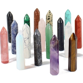 Point Tower Natural Gemstone Home Display Decoration, Healing Stone Wands, for Reiki Chakra Meditation Therapy Decors, Hexagon Prism