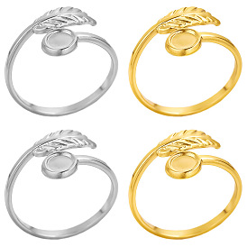 Stylish Leaf 304 Stainless Steel Open Cuff Ring