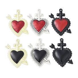 Rack Plating Alloy Enamel Pendants, Cadmium Free & Nickel Free & Lead Free, Heart with Arrow Charm