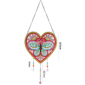 DIY Resin Sun Catcher Pendant Decoration Diamond Painting Kit, for Home Decorations, Heart with Pattern
