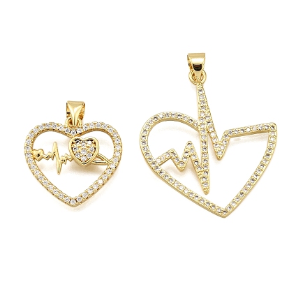 Латунные микро проложить кубического циркония подвески, сердце, стойки покрытие, долговечный, без свинца и без кадмия