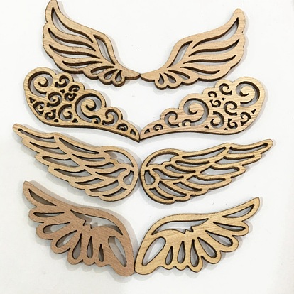 Angel Wings Wood Chips, Wooden Patches, for DIY Crafts Accessories