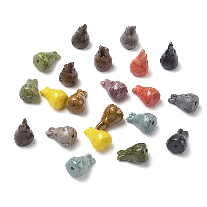 Vintage Handmade Porcelain Beads, Fancy Antique Glazed Porcelain, Rabbit