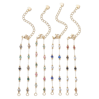 Изготовление браслета ручной работы из граненых круглых бусин из драгоценных камней диаметром 3 мм и цепочек из нержавеющей стали с круглыми звеньями., с 316 из нержавеющей стали Lobster Claw застежками, золотые