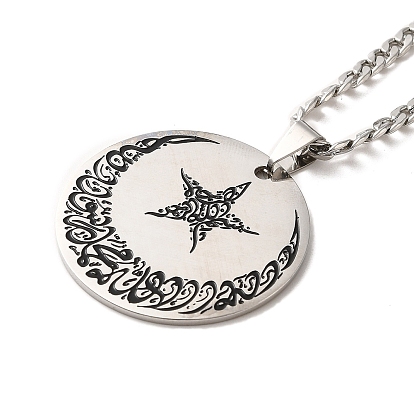 Ожерелья с подвесками из эмали «луна и звезда» из нержавеющей стали