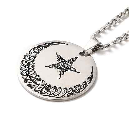 Luna y estrella 201 collares con colgante de esmalte de acero inoxidable