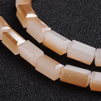 Половина радуги гальваническим граненых параллелепипед имитация гальванических нефрита стеклянные бусы пряди, 8x4x4 мм, отверстие : 1 мм, около 50 шт / нитка, 16 дюйм