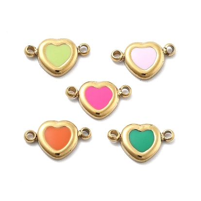 304 эмалированные подвески из нержавеющей стали, сердечные ссылки, ионное покрытие (ip), реальный 14 k позолоченный