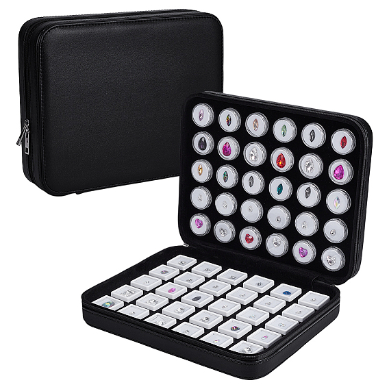 Пластиковые ящики-органайзеры для хранения, с 60шт. 2 стилями, белый мини-футляр с россыпью бриллиантов с видимым окном