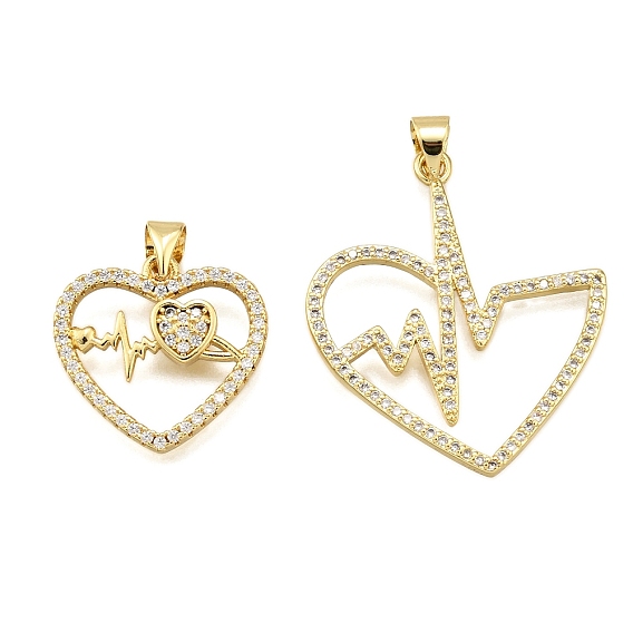 Латунные микро проложить кубического циркония подвески, сердце, стойки покрытие, долговечный, без свинца и без кадмия