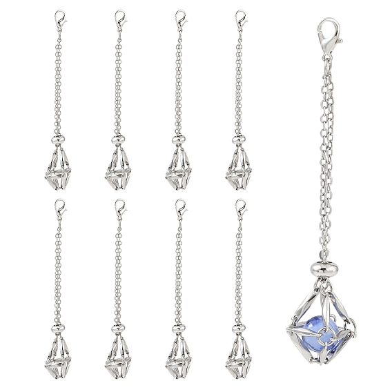 10 шт. 304 подвесные украшения из нержавеющей стали в виде мешочка в технике макраме, с 304 цепью из нержавеющей стали и застежками-карабинами из сплава