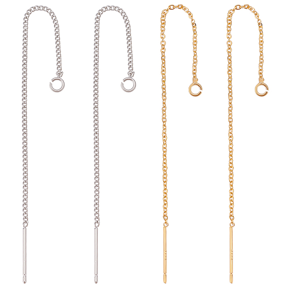 12шт. 2 цвета латунные серьги-гвоздики фурнитура, с 925 штырями стерлингового серебра, ушные резьбы, без никеля 