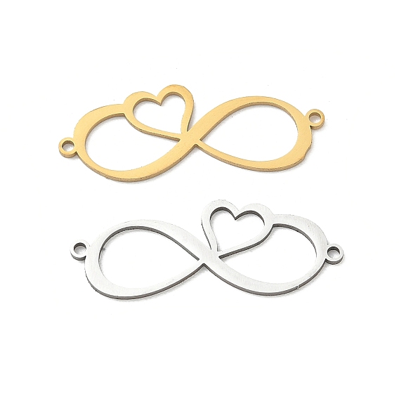 201 colgantes de acero inoxidable, infinito con dijes de corazón, Corte con laser