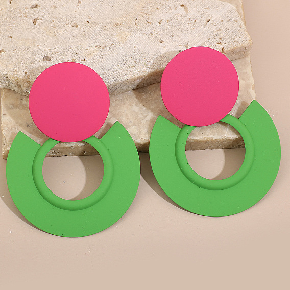 Baking Paint Alloy Round Stud Earrings for Women