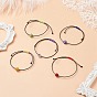 5Pcs 5 Colors Lampwork Round Evil Eye Braided Bead Bracelets Set for Women