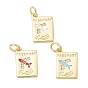 Micro pavé de latón con circonitas cúbicas transparentes y dijes esmaltados, amuletos para pasaporte, sin plomo y cadmio, chapado en rack, larga duración plateado, real 18 k chapado en oro