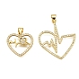Латунные микро проложить кубического циркония подвески, сердце, стойки покрытие, долговечный, без свинца и без кадмия