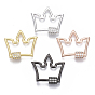 Brass Micro Pave Clear Cubic Zirconia Screw Carabiner Lock Charms, for Necklaces Making, Crown, Nickel Free