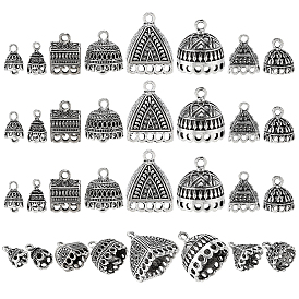 32 pièces 8 styles bélières de pendentif en alliage de style tibétain, glands de chapeau de pompon