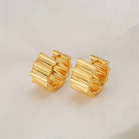 Retro-style Small Hoop Earrings with 14K Gold and 925 Silver Metal for Women