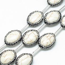 Natural Magnesite Rhinestone Beads, Oval