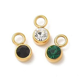 Ионное покрытие (ip) 304 нержавеющая сталь с подвесками из стразов, реальный 14 k позолоченный, плоский круглый шарм