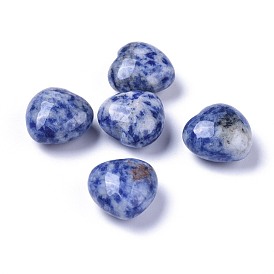 Natural Blue Spot Jasper Heart Love Stone, Pocket Palm Stone for Reiki Balancing