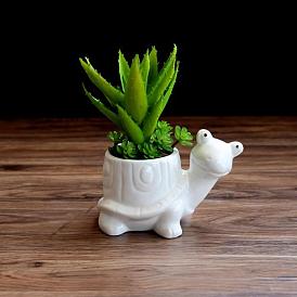 Simple white creative mini succulent ceramic desktop animal kka potted flower pot 