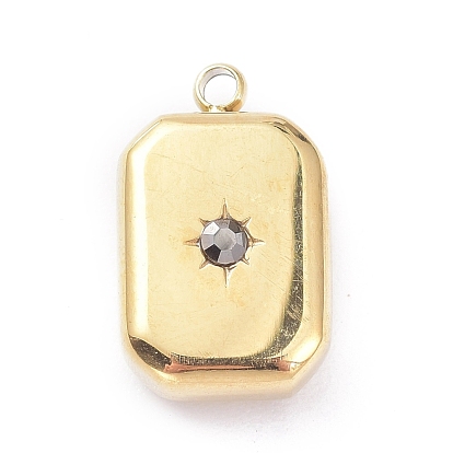 Ion Plating(IP) 304 Stainless Steel Pendants, with Rhinestone, Octagon