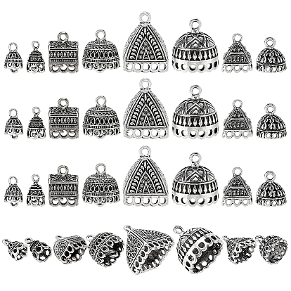 32 pièces 8 styles bélières de pendentif en alliage de style tibétain, glands de chapeau de pompon
