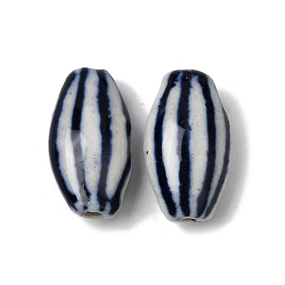 Фарфоровые бусины ручной работы, овальные, белый и голубой фарфор