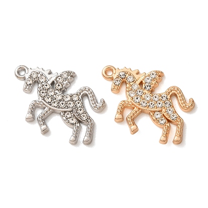 Alloy Rhinestone Pendants, Unicorn Charms