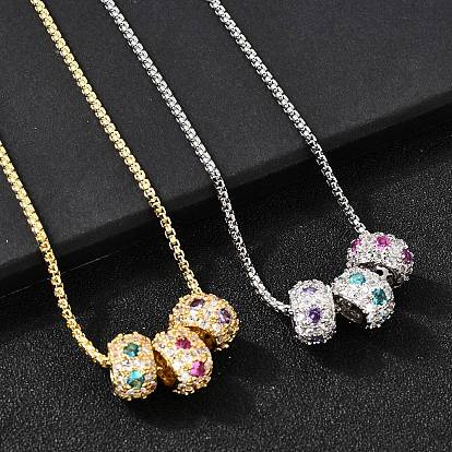 Латунный микропаве разноцветные кубические цирконии 3 рондели подвеска коробка цепи ожерелья, стойки покрытие, долговечный, без свинца и без кадмия