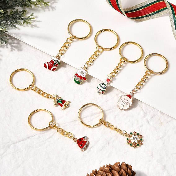7шт. брелки из эмалевого сплава, Новогодняя тема, разнообразные