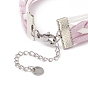 Alloy Heart Beat & 304 Stainless Steel Infinity Links Multi-strand Bracelet, Faux Suede Braided Tripel Layer Bracelet for Women