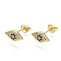 Brass Micro Pave Cubic Zirconia Stud Earrings, with Ear Nuts, Nickel Free, Eye, Blue
