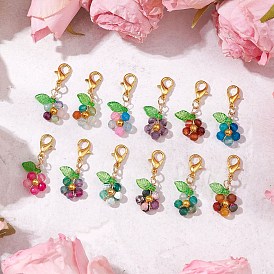 Подвески из натурального окрашенного и нагретого агата в виде цветка, Застежки-когти из сплава омара, подвески для украшений сумок