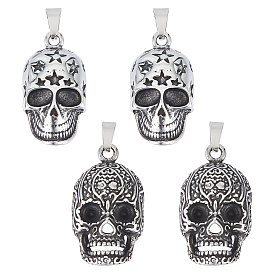 4 шт 2 стили подвески из нержавеющей стали, очарование черепа