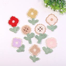 Flower Shape Towel Embroidery Style Cotton Iron on/Sew on Patches, Appliques, Badges, for Clothes