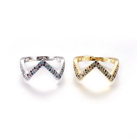 Adjustable Brass Micro Pave Cubic Zirconia Finger Rings