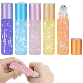 10шт. 5 цвета стеклянные флаконы с роликовым аппликатором, многоразовая бутылка эфирного масла, с колпачком, для личной гигиены