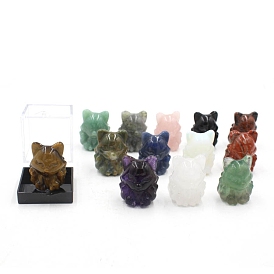 Natural & Synthetic Gemstone Carved Figurines Statues for Home Office Desktop Decoration, Fox