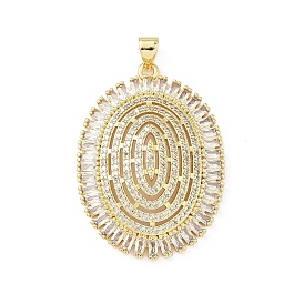 Латунные микропаве прозрачные подвески с фианитом, овальные, без свинца и без кадмия, долговечный, стойки покрытие