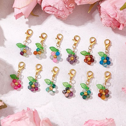 Подвески из натурального окрашенного и нагретого агата в виде цветка, Застежки-когти из сплава омара, подвески для украшений сумок