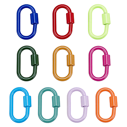 10шт. 10 цвета запекаемая краска сплав винтовые запирающиеся карабины, карабиновые эмалевые овальные застежки