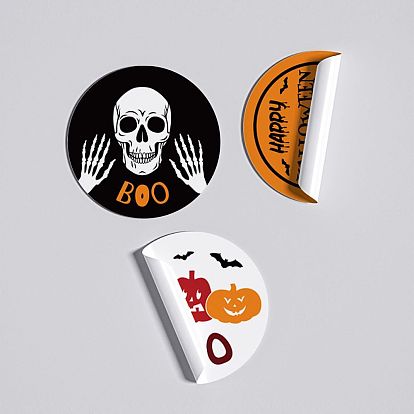 9 самоклеящиеся бумажные наклейки на тему Хэллоуина с черепом, круглые точечные наклейки для запечатывания подарка на Хэллоуин
