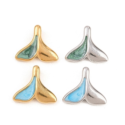 304 нержавеющей стальной эмали подвески, прелести рыбий хвост, ионное покрытие (ip), настоящее 18k позолоченное/цвет нержавеющей стали