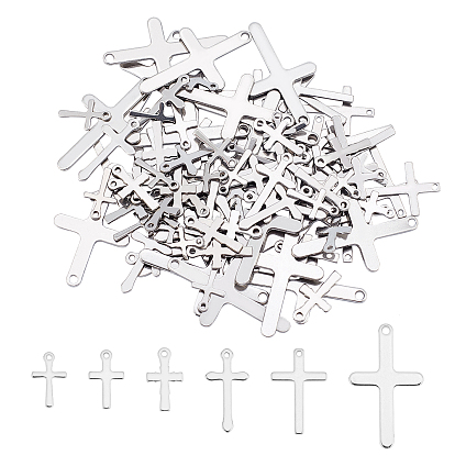 140Pcs 7 Styles 304 Stainless Steel Pendants, Cross